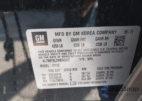 2022 Chevrolet Trailblazer Fwd Rs из США, поврежденный, VIN KL79MTSL2NB063422